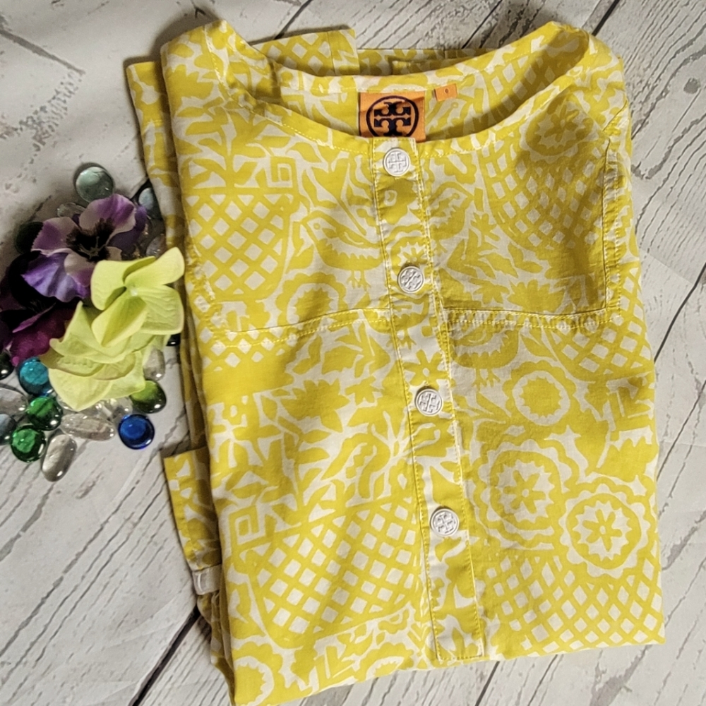 Tory Burch Yellow and White Print Tunic - Picture 2 of 9
